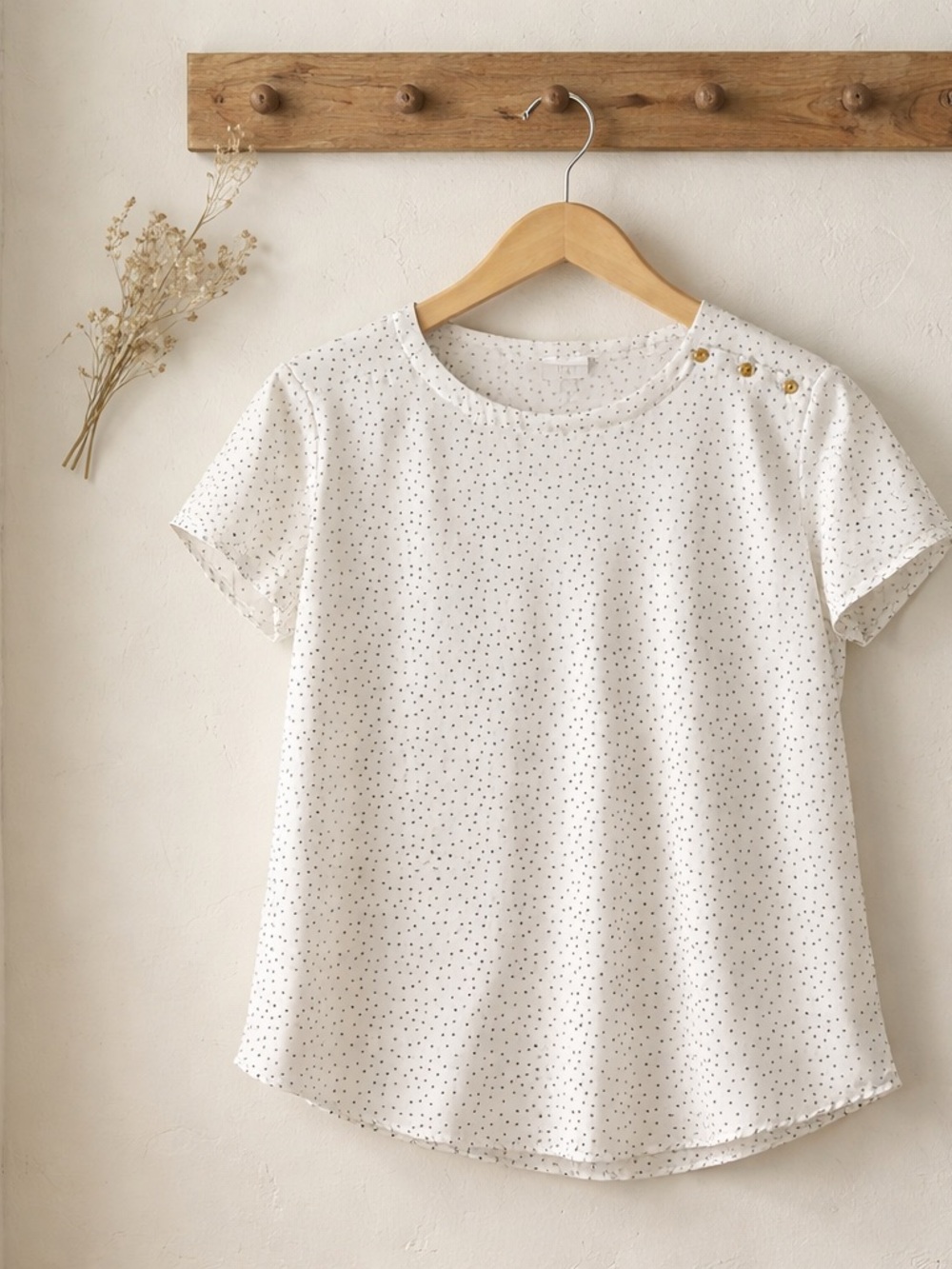 LOFT Women’s White Dot Button-Shoulder Blouse